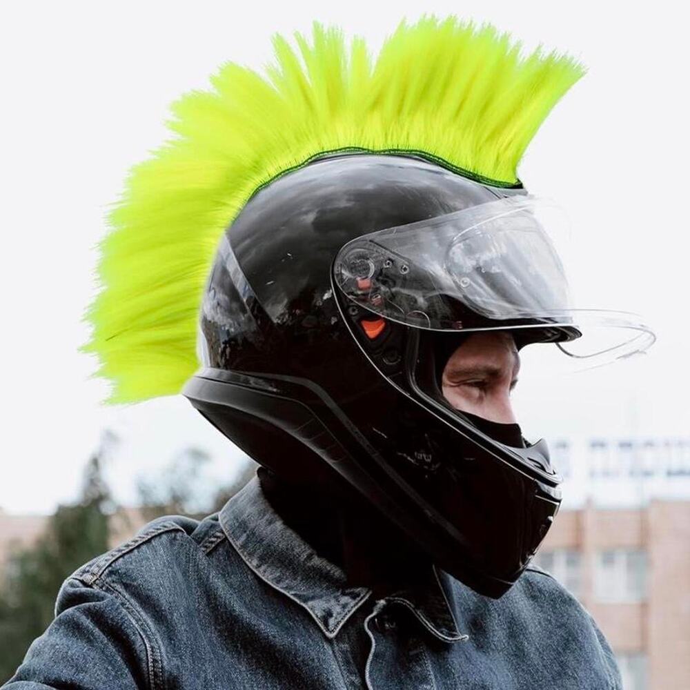 Neon yellow helmet wig punk